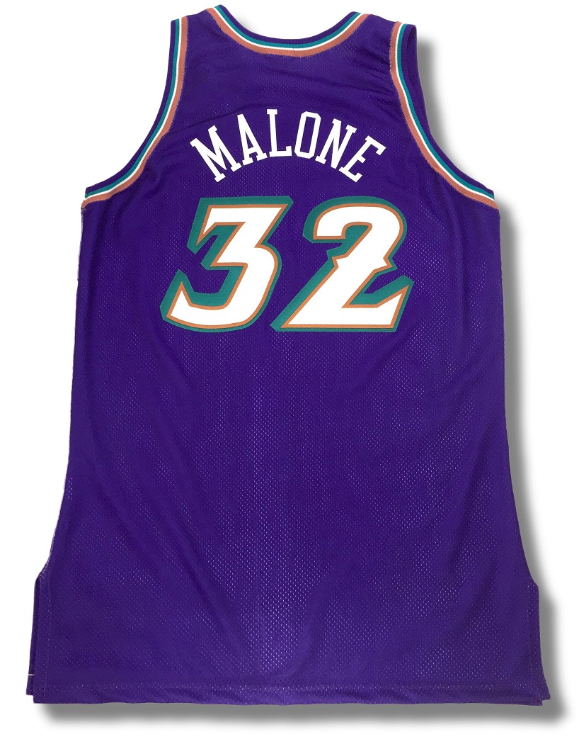 1997-98 Utah Jazz - Karl Malone Game-Used Away Jersey - Memorabilia Expert