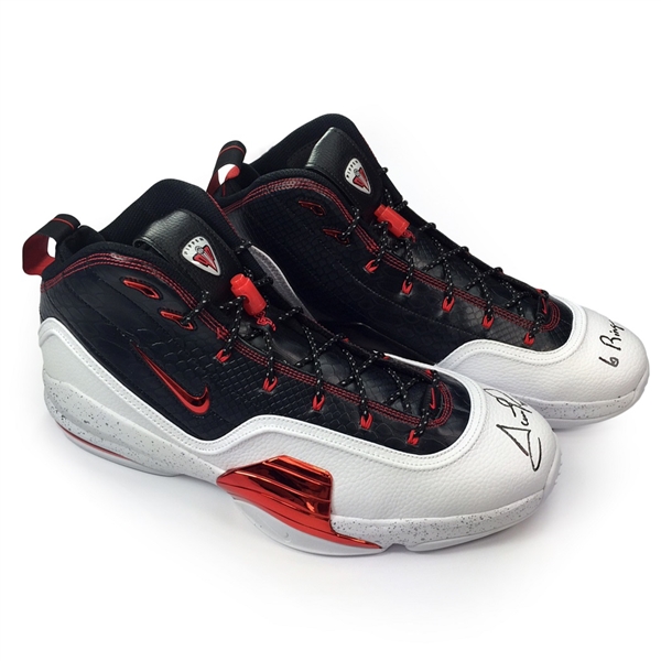 Scottie Pippen Autographed & “6 Rings” Inscribed Nike “Pippen 6” Sneakers (Pippen Signing Photo)