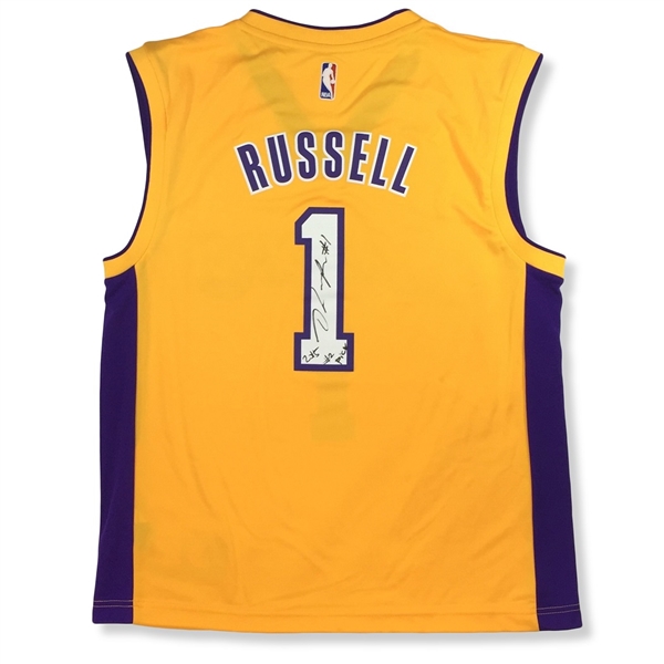 D’Angelo Russell Autographed Lakers Rookie Home Jersey w/"2015 #2 Pick" Inscription (Russell LOA)