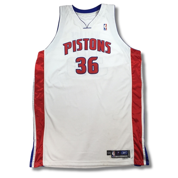 Rasheed Wallace 2005-06 Detroit Pistons Autographed Game Worn Jersey (Tremendous Use, JSA LOA)