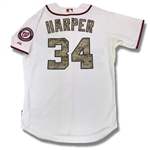 Bryce Harper 2013 Washington Nationals Game Issued Jersey - Memorial Day Camo