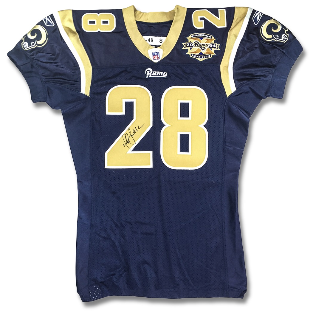 Lot Detail - Marshall Faulk 2004 St. Louis Rams Game Worn & Autographed  Jersey (2 Repairs, Faulk Holo, BP Heroes LOA)