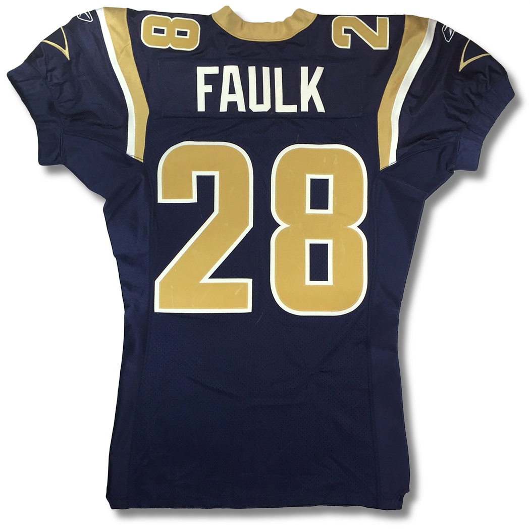 St Louis Rams Marshall Faulk #28 Blue & Gold Sewn Reebok Jersey