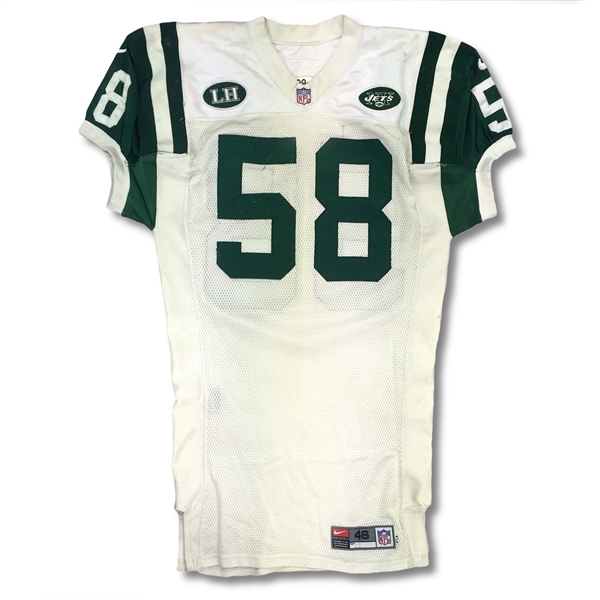 James Farrior 1999 New York Jets Game Worn Jersey - Attributed to 8 games (10/24 Photo Match, 5 Repairs)