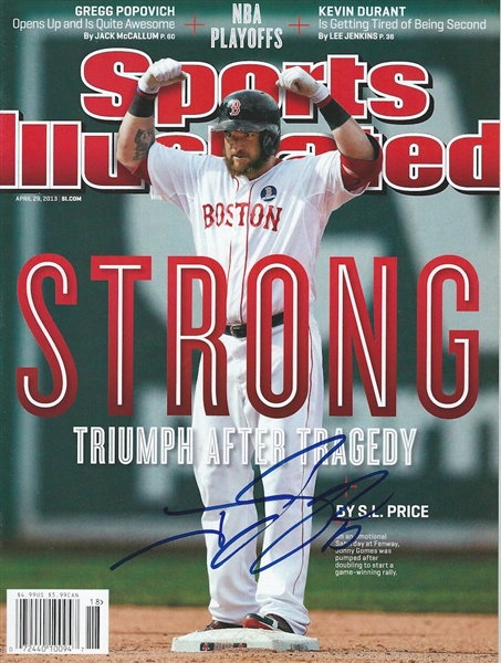 Jonny Gomes Autographed Sports Illustrated Magazine & Boston Red Sox Game Used 3rd Base (MLB, JSA)