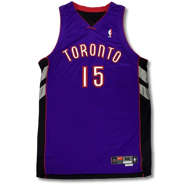 Vince Carter 1999-00 Toronto Raptors Game Worn & Autographed Jersey (Tremendous Use, Grey Flannel & JSA LOA)