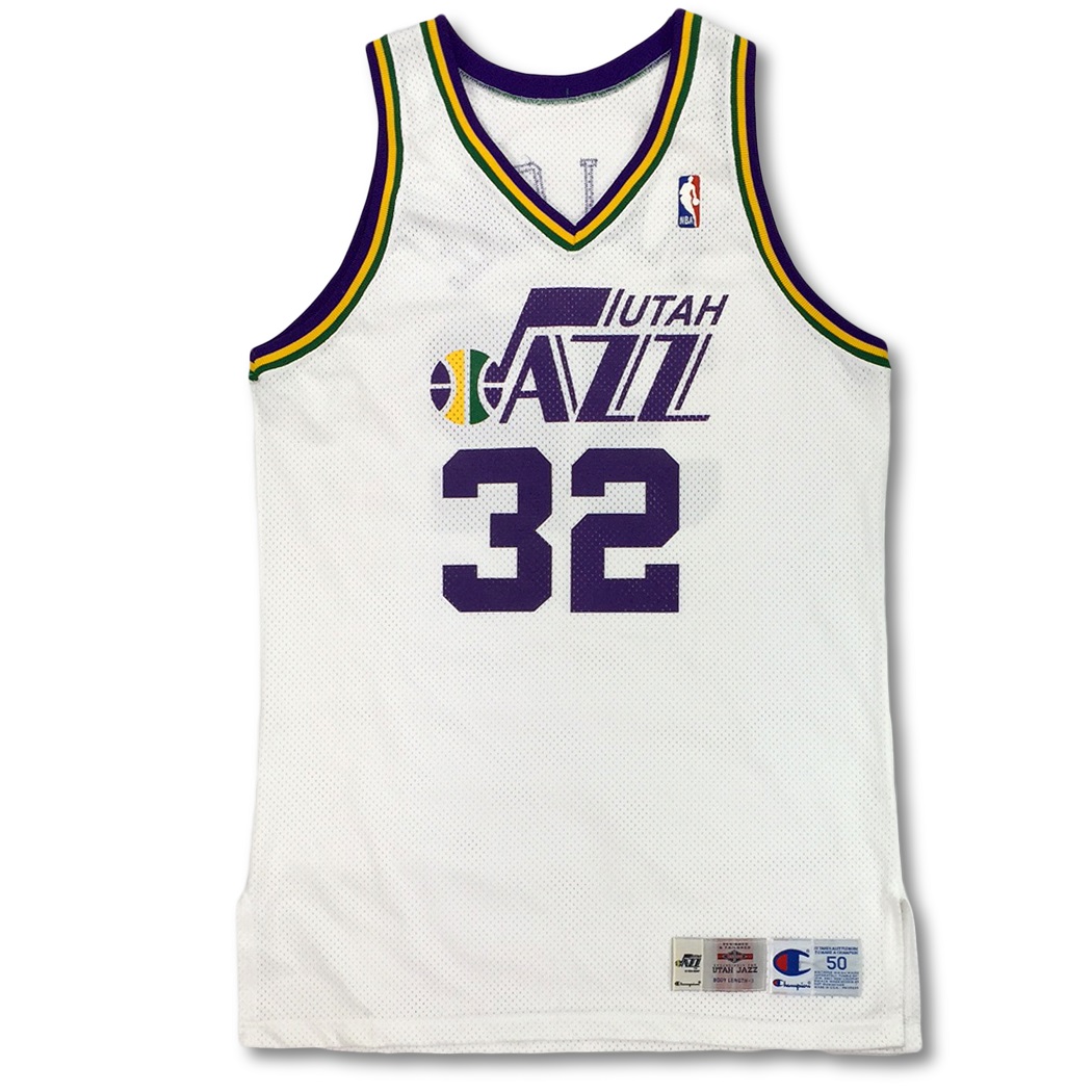 1997-98 Utah Jazz - Karl Malone Game-Used Away Jersey - Memorabilia Expert