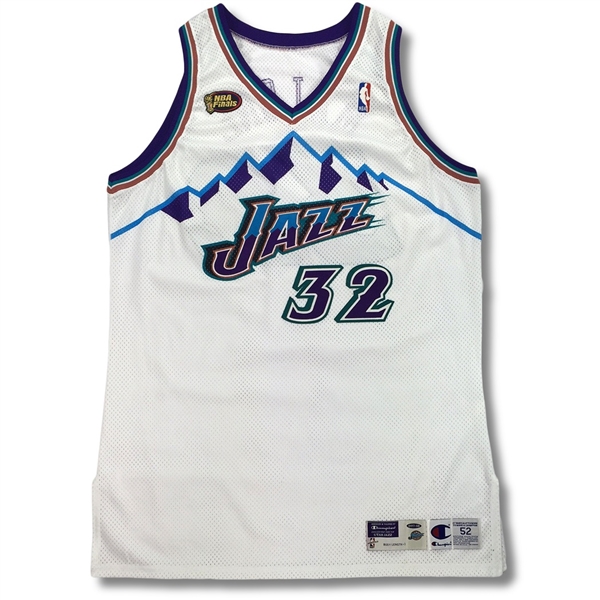 Karl Malone 1997-98 Utah Jazz Game Worn NBA FINALS Jersey (Consigned by Former Jazz Employee)