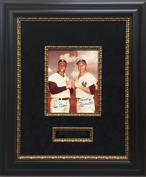 Roger Maris & Mickey Mantle Framed & Autographed 8x10" Elegant Display (JSA LOA)