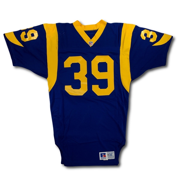 Robert Delphino 1991 Los Angeles Rams Game Used Home Jersey - Multiple Repairs