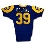 Robert Delphino 1991 Los Angeles Rams Game Used Home Jersey - Multiple Repairs