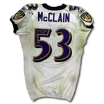 Jameel McClain 2010 Baltimore Ravens Game Used Road Jersey - AFC Championship Game vs Steelers (Ravens LOA)