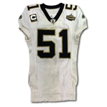 Jonathan Vilma 2010 New Orleans Saints Game Used Jersey - SB XLVI Champs Patch (NFL Auctions COA)