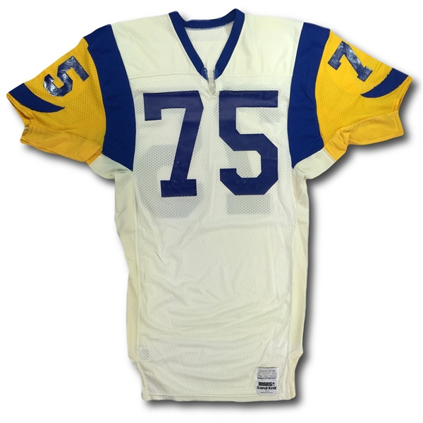 Irv Pankey 1985 Los Angeles Rams Game Used Jersey - Great Use, Repairs, Custom Collar