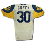 Gaston Greene 1988 Los Angeles Rams Game Used Road Jersey - Rookie Season & Repairs