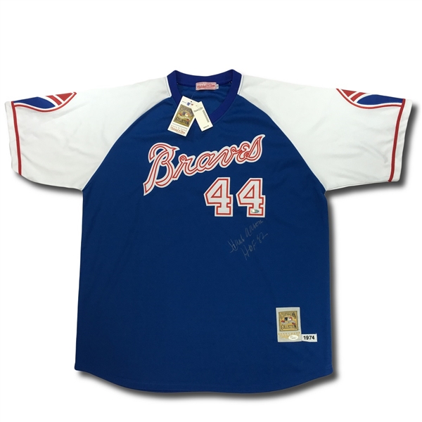 Hank Aaron Atlanta Braves Autographed Jersey - "HOF 82" Inscription (Steiner COA, JSA LOA)