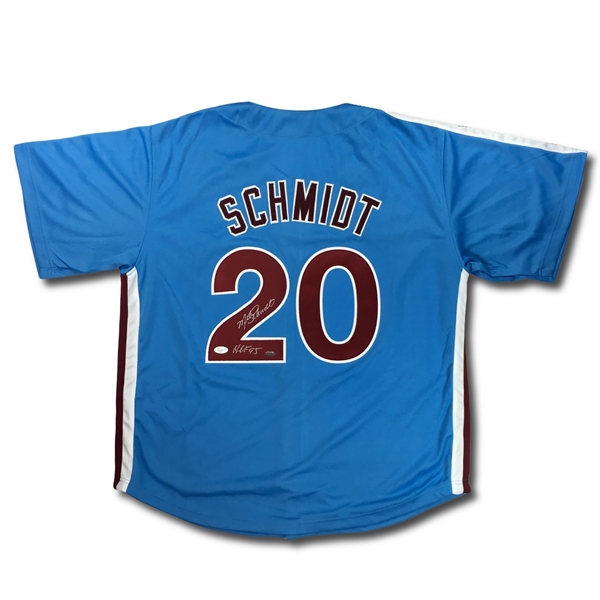 Mike Schmidt Philadelphia Phillies Autographed Jersey - "HOF 95" Inscription (JSA COA)