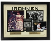 Cal Ripken Jr & Brett Favre Autographed Dual 8x10 IRONMEN Display (JSA & Favre COA)