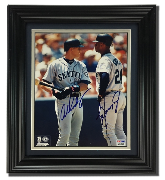 Alex Rodriguez & Ken Griffey Jr Autographed 8x10" Framed Display (PSA COA)
