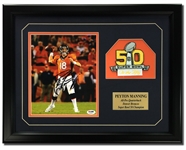 Peyton Manning Autographed 8x10 Framed Display w/Super Bowl 50 Patch (PSA COA)