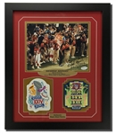 George Seifert Autographed 8x10 Framed Display w/Super Bowl XXIV & XXIX Patches (JSA COA)