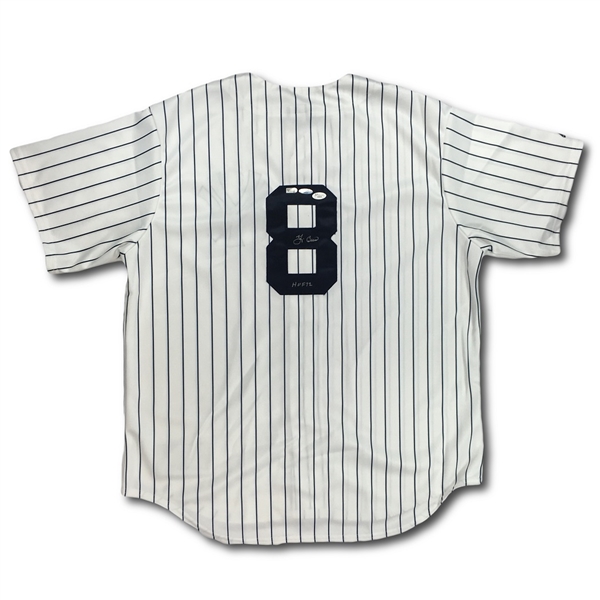 Yogi Berra Autographed New York Yankees Pinstripe Majestic Replica Jersey - "HOF 72" Inscription (MLB Holo, JSA COA)