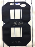 Yogi Berra Autographed New York Yankees Pinstripe Majestic Replica Jersey - HOF 72 Inscription (MLB Holo, JSA COA)