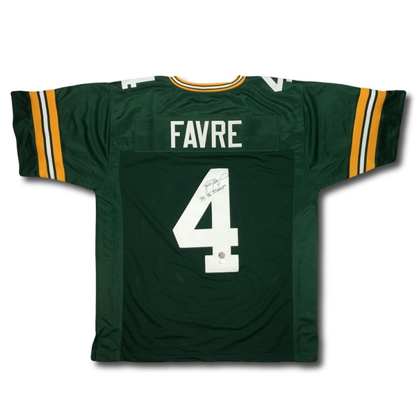 Brett Favre Autographed Green Bay Packers Jersey - "95,96,97 MVP" Inscription (Favre, JSA COA)