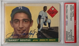 1955 Topps Sandy Koufax Signed Rookie Baseball Card - PSA Gem Mint 10 Autograph Grade 