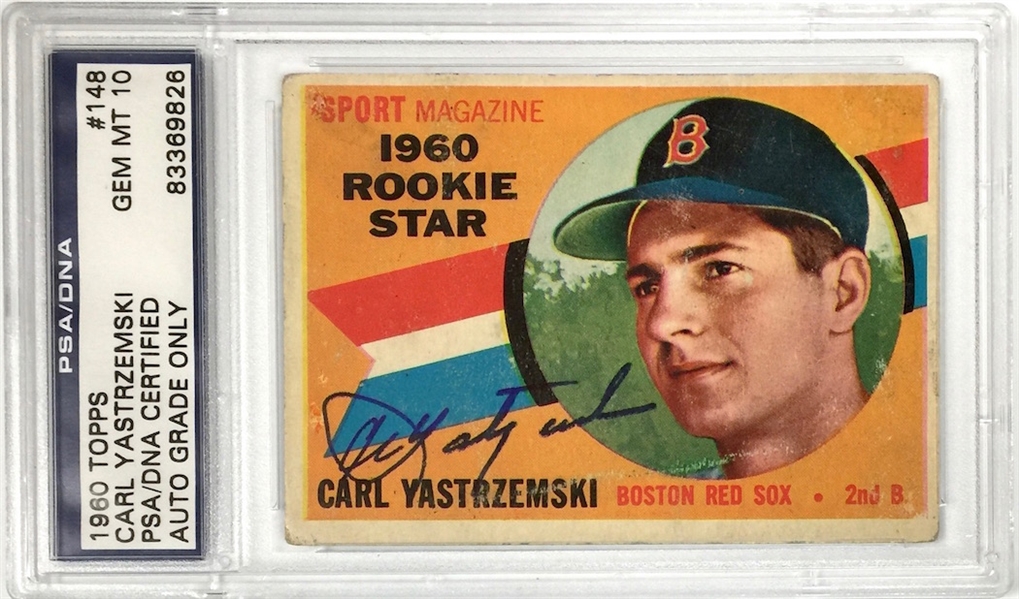 1960 Topps Carl Yastrzemski Signed Rookie Card - PSA Gem Mint 10 Auto