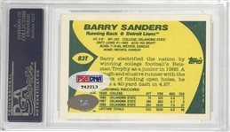 1989 Topps Barry Sanders Signed Rookie Card - PSA Gem Mint 10 Autograph Grade