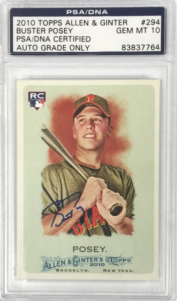 2010 Topps Allen & Ginter Buster Posey Signed Rookie Card - PSA Gem Mint 10 Auto