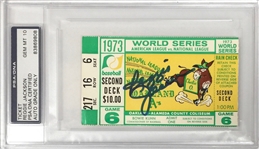 1973 World Series Ticket Signed by Reggie Jackson - Oakland A's Home Game! (PSA Gem Mint 10 Auto)