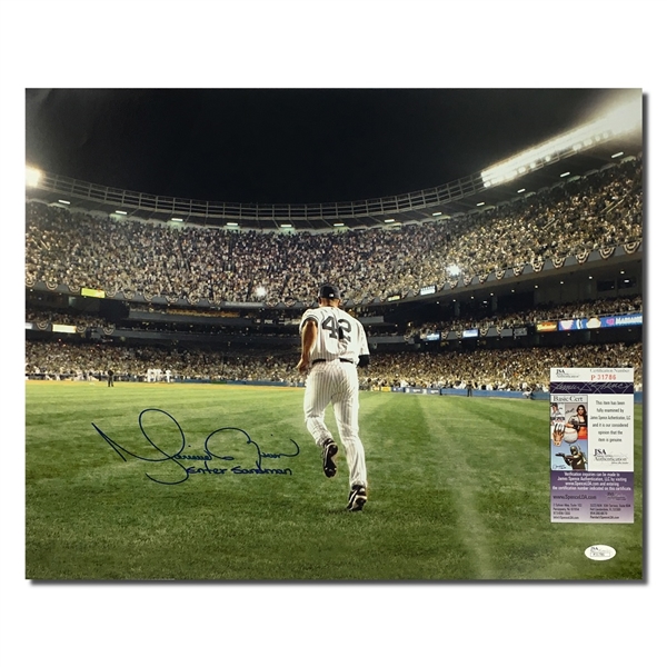 Mariano Rivera Autographed 16x20" Photograph - "Enter Sandman" Inscription (JSA COA)