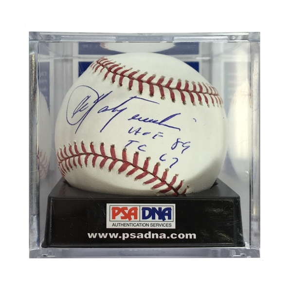 Carl Yastrzemski Autographed Baseball w/"HOF 89, TC 67" Inscription - PSA 10 Auto Grade