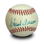 Hank Aaron Autographed Official National League - Charles Feeney- Baseball (PSA COA)