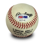 Hank Aaron Autographed Official National League - Charles Feeney- Baseball (PSA COA)