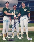 Mark McGwire, Reggie Jackson & Jose Conseco Autographed 8x10 Photograph (PSA LOA)