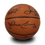 Larry Bird, Magic Johnson & Julius "Dr.J" Erving Autographed Spalding Basketball LE 50 (JSA LOA, Steiner Holo)