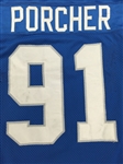 Robert Porcher 1998 Detroit Lions Game Used Jersey - Several Huge Repairs