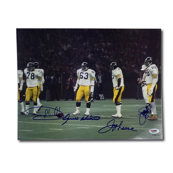 Pittsburgh Steelers "Steel Curtain" Autographed 11x14" Photograph - Joe Greene, LC Greenwood, Ernie Holmes & Dwight White (PSA LOA)