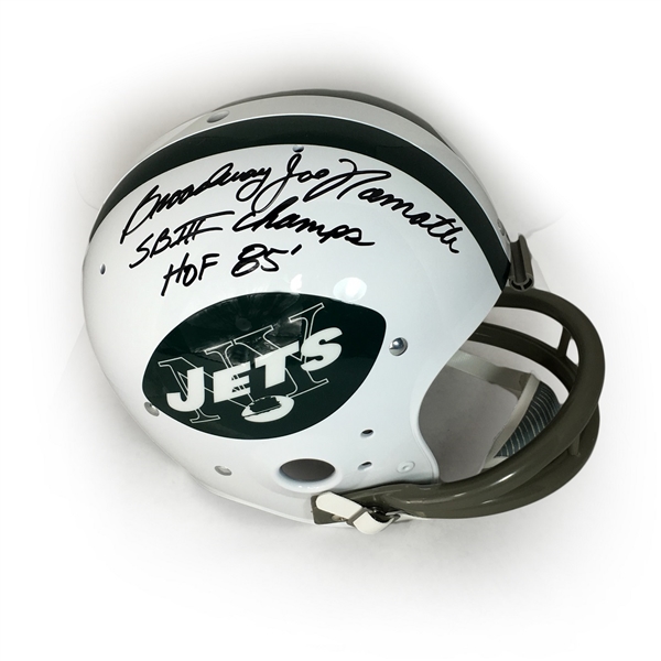 Joe Namath Autographed New York Jets Game Model Helmet "SB III Champs, HOF 85" Inscription (PSA COA)