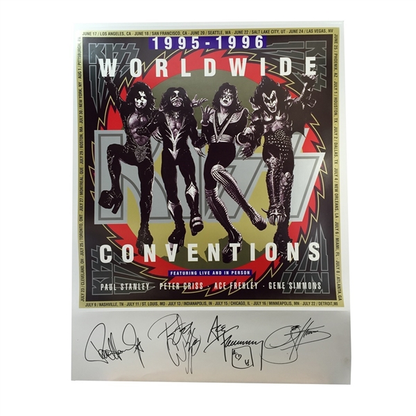 KISS Autographed Litho Poster - All 4 Band Members (JSA LOA)