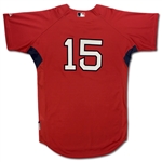 Dustin Pedroia 2008 Boston Red Sox Used Batting Practice Jersey (MLB Holo, Steiner LOA)