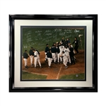1999 NY Yankees Team Signed Framed Photograph - Derek Jeter, Rivera, Torre, Strawberry - 29 Sigs (JSA)