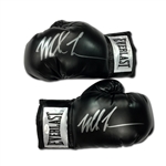 Mike Tyson Dual Signed Black Everlast Boxing Gloves (JSA)