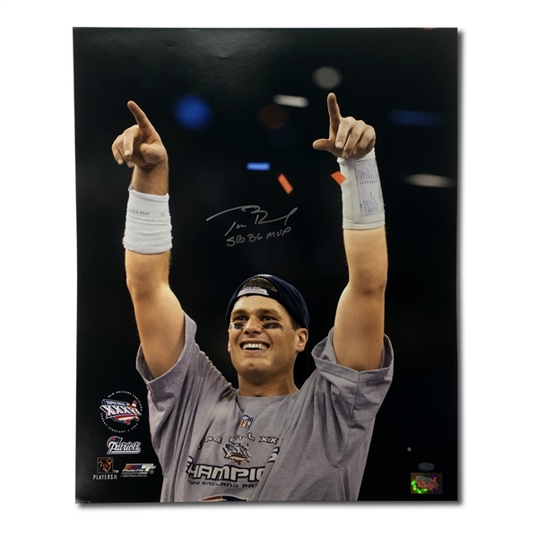 Tom Brady Signed & Inscribed "SB 36 MVP" Super Bowl XXXVI 16x20" Photograph (Mounted Memories)