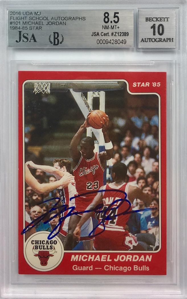 Michael Jordan Autographed 1984-85 Star Rookie Card #195 Chicago Bulls — RSA