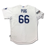 Yasiel Puig 2014 Los Angeles Dodgers Game Used Postseason Home Jersey (MLB Authenticated)