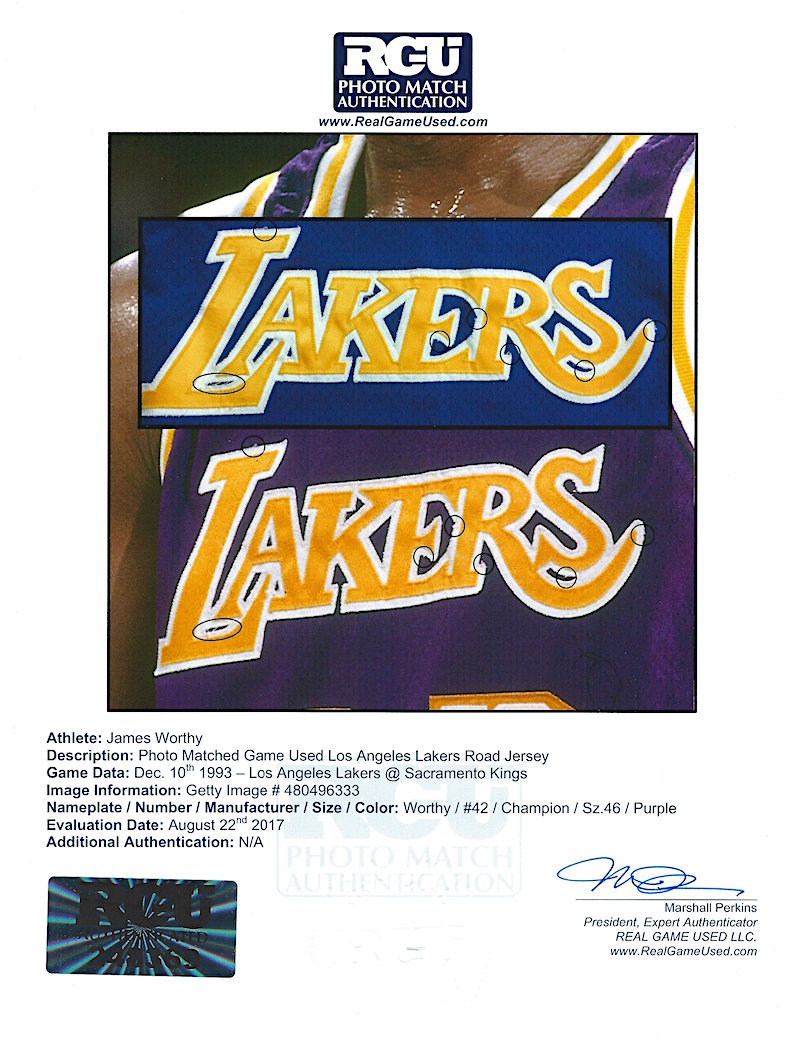 1989 James Worthy NBA Finals Los Angeles Lakers Game Worn Jersey